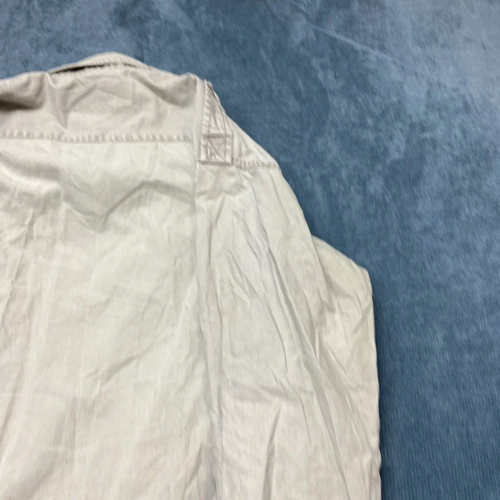 Banana Republic Utility Shirt Mens Large Beige Relaxed Fit Flap Pocket Button Up